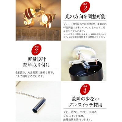 シーリングスポットライト プルスイッチ クロス 天井照明 LED昼白色付属 KMC-4921NA