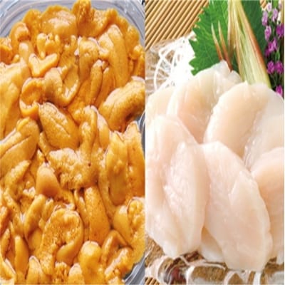 エゾバフンウニ塩水、刺身ホタテ貝柱[11月下旬以降発送]  D-53028