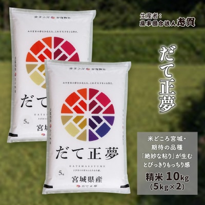 【令和7年産】だて正夢 精米10kg (5kg×2)[No.5704-0499]