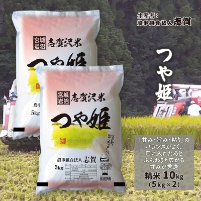 【令和7年産】志賀沢米 つや姫 精米10kg (5kg×2) [No.5704-0503]