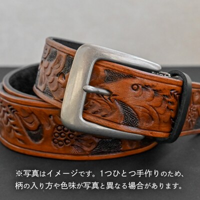牛革ベルト アンティーク焦茶染め+黒 [BE036ya-L]