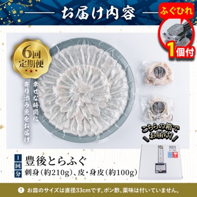 【期間限定・ふぐひれ付】<定期便・全6回 (連続)>とらふぐ 刺身 (総量約1.8kg)