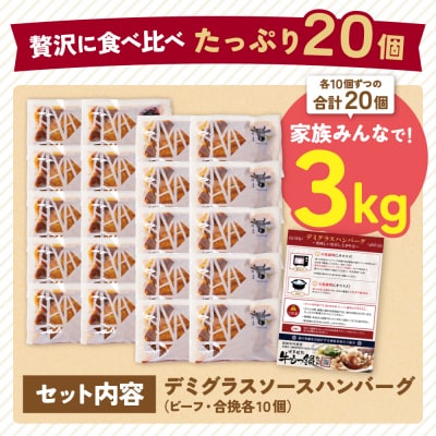 【7営業日以内発送】どっちのハンバーグ!?デミグラスソース20個セット