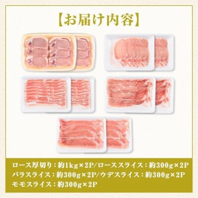 鹿児島県産豚厚切りステーキ&豚4部位食べ比べわいわいセット〈約4.4kg〉　C05042