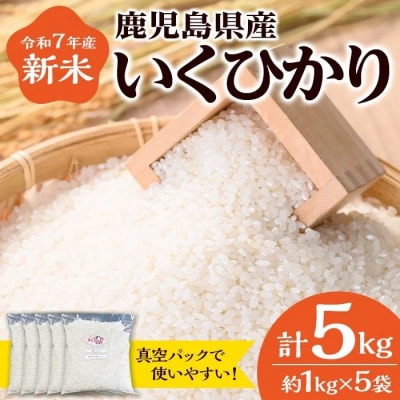 いくひかり 真空パック詰め (1kg×5袋)　鹿児島 新米 小分け 真空 米　A55021