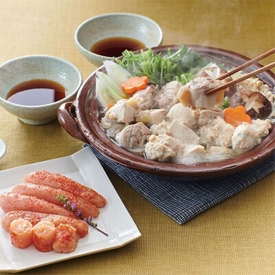 「はかた地どり」使用　博多水炊き・やまや明太子セット(2～3人前)(添田町)