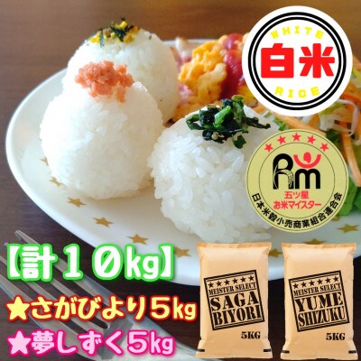 さがびより白米5kg・夢しずく白米5kg(計10kg)《お米マイスター厳選!》みやき町産_SS022