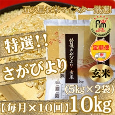 【毎月定期便】《特選さがびより》玄米10kg(5kg&times;2袋)【みやき町産】全10回_SS504