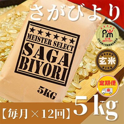 【毎月定期便】【玄米】さがびより5kg【五つ星お米マイスター厳選!】全12回_SS510