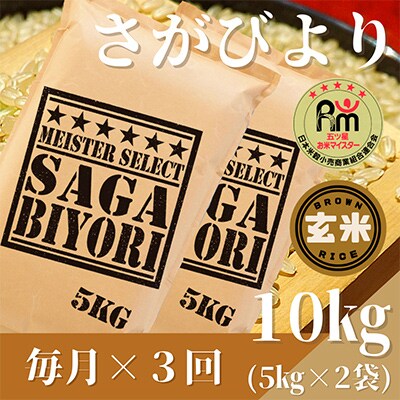 【毎月定期便】【玄米】さがびより10kg【五つ星お米マイスター厳選!】全3回_SS505