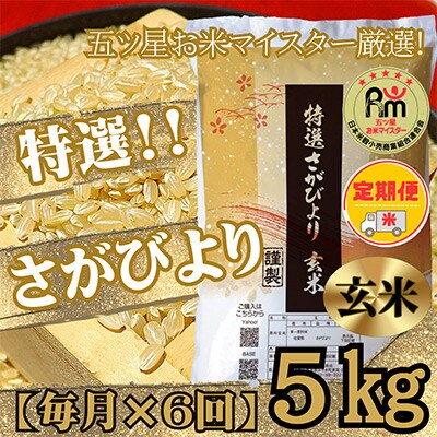【毎月定期便】《特選さがびより》玄米5kg【みやき町産】五つ星お米マイスター厳選!全6回_SS530