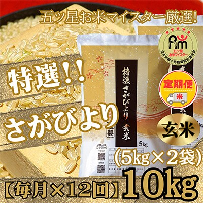【毎月定期便】《特選さがびより》玄米10kg(5kg×2袋)【みやき町産】全12回_SS534