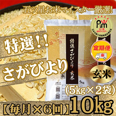 【毎月定期便】《特選さがびより》玄米10kg(5kg×2袋)【みやき町産】全6回_SS533