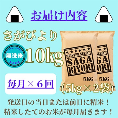 【毎月定期便】【無洗米】さがびより10kg【五つ星お米マイスター厳選!】全6回_SS525