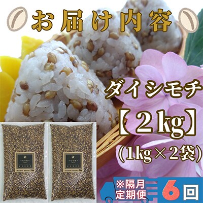 【2ヵ月毎定期便】『もち麦』2kg(1kg×2袋)佐賀県産【ダイシモチ】全6回_SS578