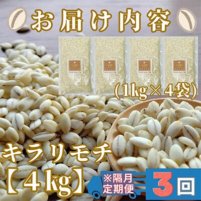 【2ヵ月毎定期便】『もち麦』4kg(1kg×4袋)佐賀県産【キラリモチ】全3回_SS573