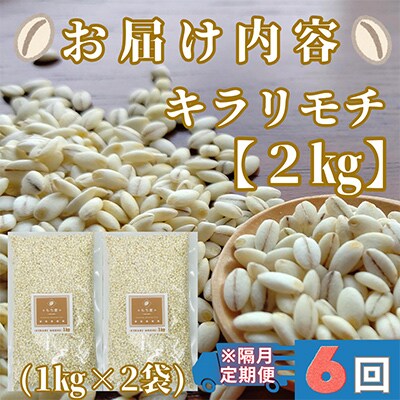 【2ヵ月毎定期便】『もち麦』2kg(1kg×2袋)佐賀県産【キラリモチ】全6回_SS572