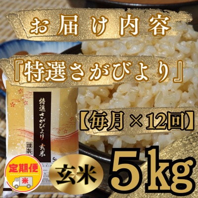 【毎月定期便】《特選さがびより》玄米5kg【みやき町産】_SS642全12回