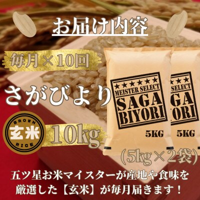 【毎月定期便】【玄米】さがびより10kg【五つ星お米マイスター厳選】(みやき町)_SS742全10回