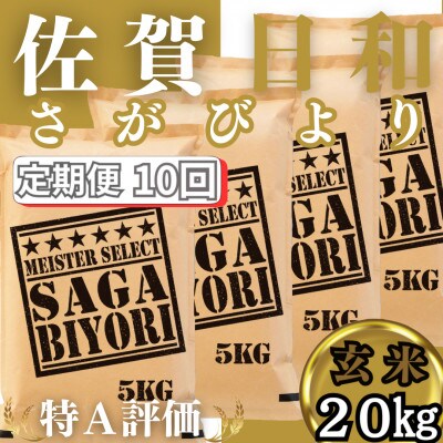【毎月定期便】玄米さがびより5kg×4袋 五つ星お米マイスター厳選!(みやき町)_SS737全10回