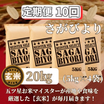 【毎月定期便】玄米さがびより5kg×4袋 五つ星お米マイスター厳選!(みやき町)_SS737全10回