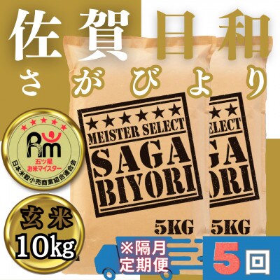 【2ヵ月毎定期便】玄米さがびより5kg×2袋 五つ星お米マイスター厳選(みやき町)_SS728全5回
