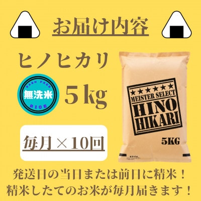 【毎月定期便】【無洗米】ひのひかり5kg(みやき町)_SS811全10回