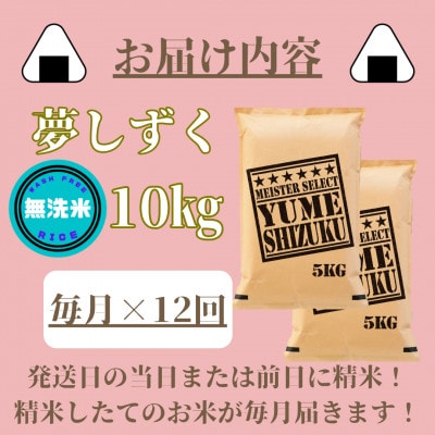 【毎月定期便】【無洗米】夢しずく10kg(5kg×2袋)(みやき町)_SS793全12回