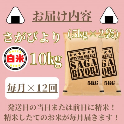 【毎月定期便】さがびより白米10kg(5kg×2袋)(みやき町)_SS835全12回