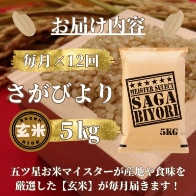 【毎月定期便】【玄米】さがびより5kg(みやき町)_SS830全12回