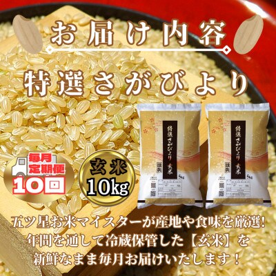 【毎月定期便】《特選さがびより》玄米10kg(5kg×2袋)【みやき町産】_SS911全10回