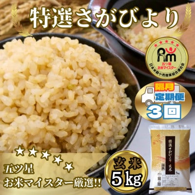 【2ヵ月毎定期便】《特選さがびより》玄米5kg【みやき町産】_SS910全3回