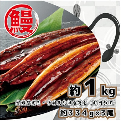 【ふるさと納税】計1kgの有頭鰻かば焼 1尾あたり約334g前後×3尾(たれ・山椒付き)_SS105