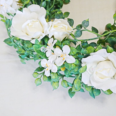 グリーンリース 高級造花ともいわれるアーティフィシャルフラワー 23cm_SS246