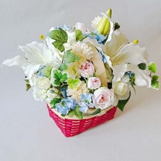 Noble Basket ～カサブランカのかごアレンジ～ アーティフィシャルフラワー_SS243