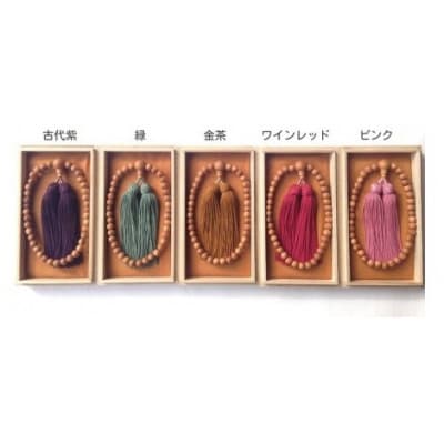 御山杉　お念珠　女性用:ワインレッド　桐箱入り