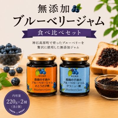 無添加ブルーベリージャム2種食べ比べセット(グラニュー糖、さとうきび糖) 220g×2種