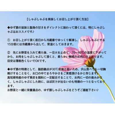 【高知のブランド豚/ゆず豚】甘くて柔らかいしゃぶしゃぶセット1kg　112006