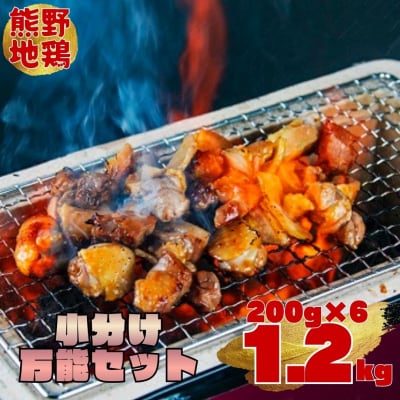 【テレビで紹介されました】カット不要で大容量　熊野地鶏小分け万能セット　200g×6