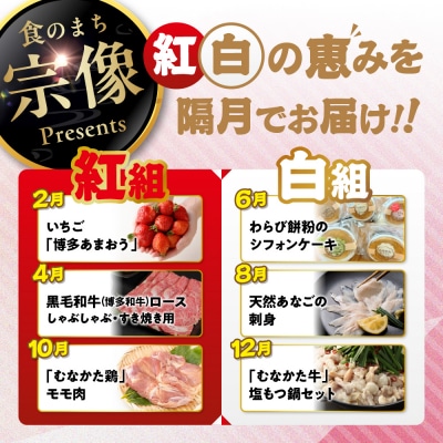 【年6回/偶数月お届け】むなかたの魅力をたっぷりお届け!むなかた紅白定期便_HB0201