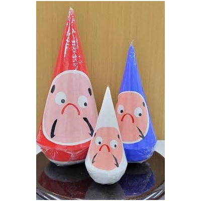 郷土伝統民芸品「三角だるま」赤青白3点セット(一号)