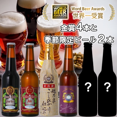 ビール スワンレイクビール 世界一金賞受賞入り 4種&季節限定ビール6本セット 阿賀野市 新潟県