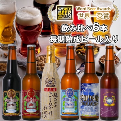 ビール スワンレイクビール 世界一金賞受賞入り 長期熟成ビール入り飲み比べ6本セット 阿賀野市