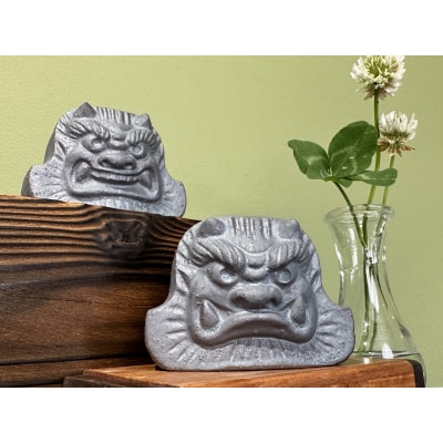 【安田瓦】プチ鬼面「あ・うん」セット 長場鬼瓦工場 阿吽 Onigawara 職人 魔除け