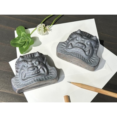 【安田瓦】プチ鬼面「あ・うん」セット 長場鬼瓦工場 阿吽 Onigawara 職人 魔除け