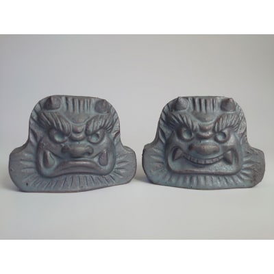 【安田瓦】プチ鬼面「あ・うん」セット 長場鬼瓦工場 阿吽 Onigawara 職人 魔除け