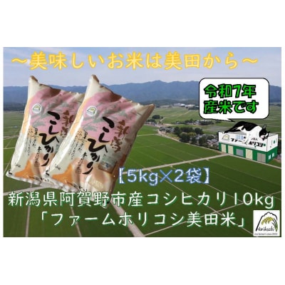 【令和7年産】阿賀野市産 コシヒカリ 「ファームホリコシ美田米」 10kg 白米 精米