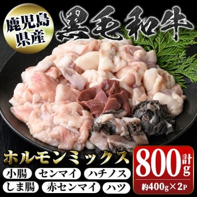 鹿児島県産黒毛和牛ホルモンミックス(計約800g・約400g×2P)　P01001
