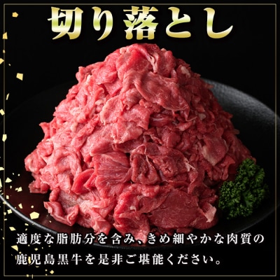 <定期便・全3回・隔月>満足便 鹿児島黒牛切り落とし　C01010 