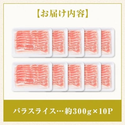 鹿児島県産豚バラスライス10パックセット〈約3kg〉　B05047
